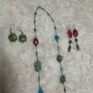 Multicolor Beaded Necklace and Earring Set